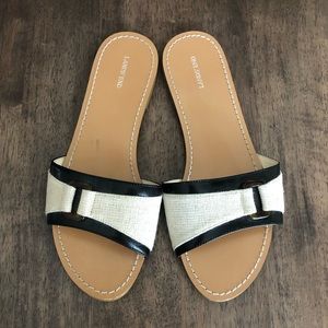 Land’s End Burlap and Tortoise Shell Slides